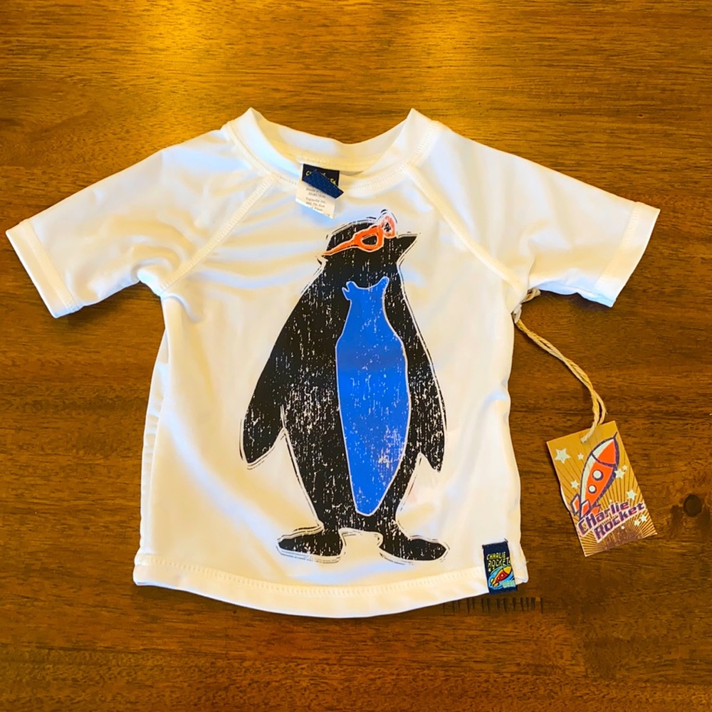 Charlie Rocket Infant Boys Swim Shirt, Size 6 M